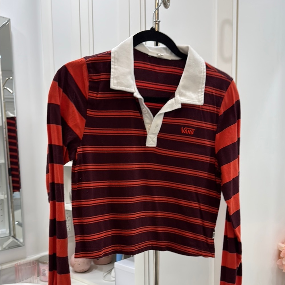 Vans Red and Black Striped Crop Top